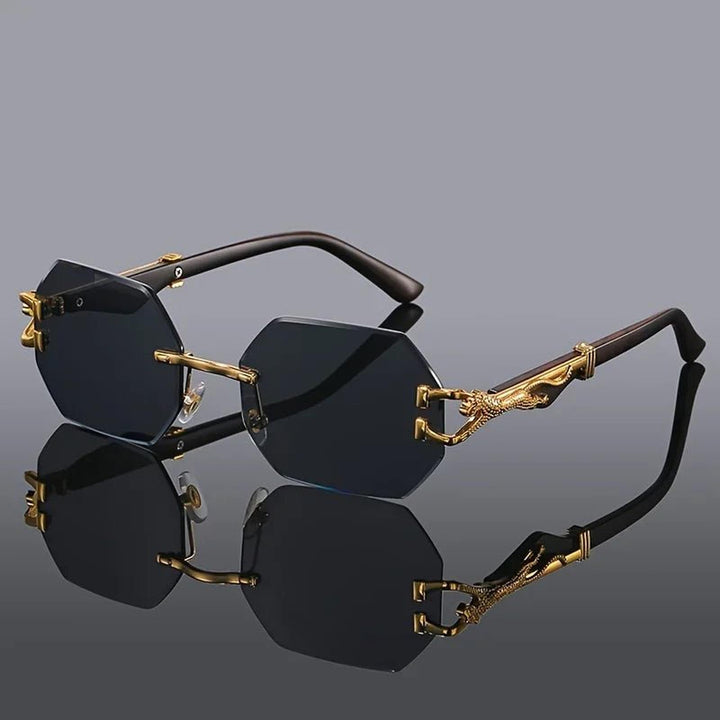 Layla | Sunglasses Rimless Geometric Gold Frame UV400 Protection
