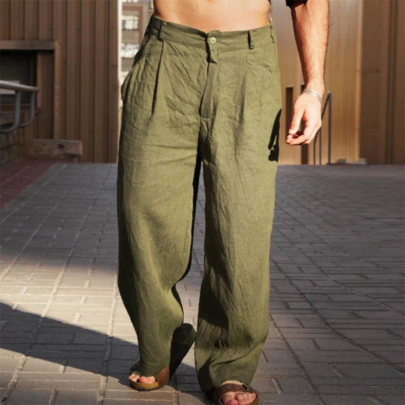 Lucas | Men's Linen Wide-Leg Pants Pleated Relaxed Fit Summer