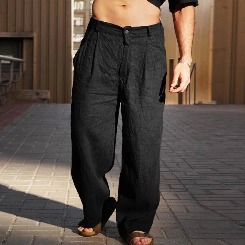 Lucas | Men's Linen Wide-Leg Pants Pleated Relaxed Fit Summer
