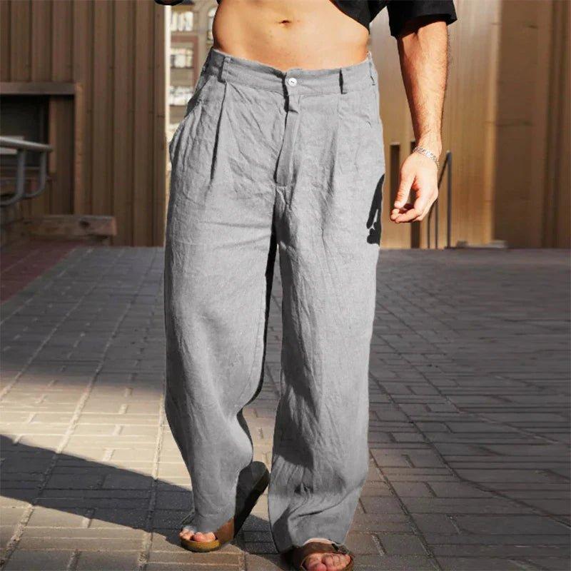 Lucas | Men's Linen Wide-Leg Pants Pleated Relaxed Fit Summer