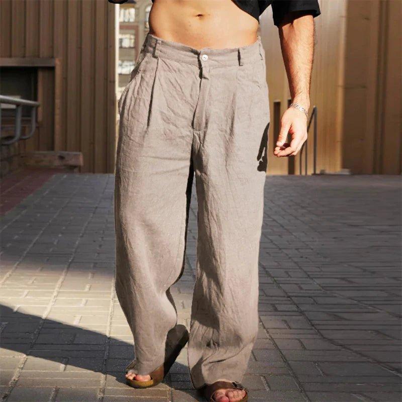 Lucas | Men's Linen Wide-Leg Pants Pleated Relaxed Fit Summer