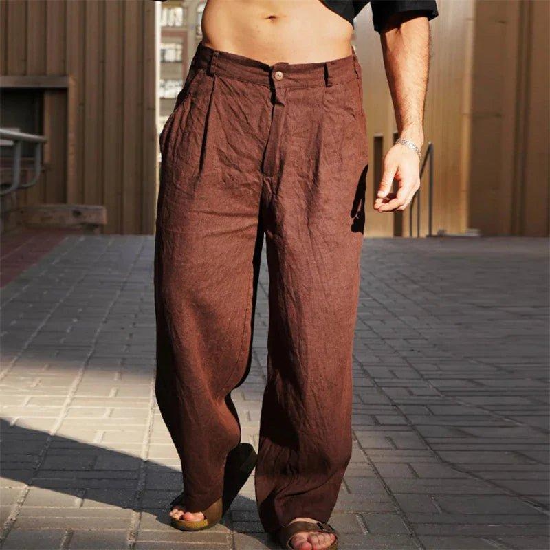 Lucas | Men's Linen Wide-Leg Pants Pleated Relaxed Fit Summer