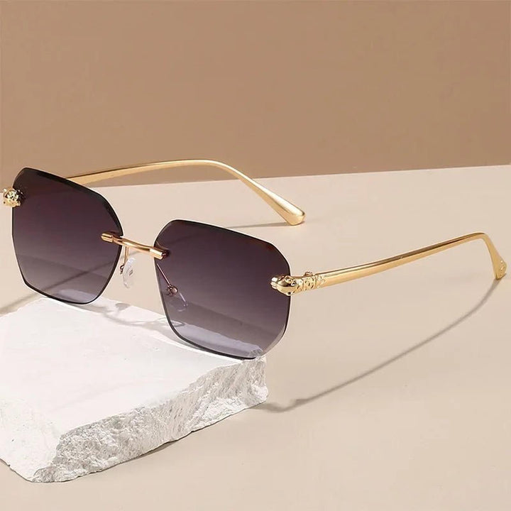 Lucas | Sunglasses Gradient Rimless UV400 Protection Gold Temples