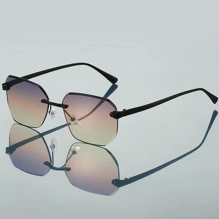 Lucas | Sunglasses Gradient Rimless UV400 Protection Gold Temples