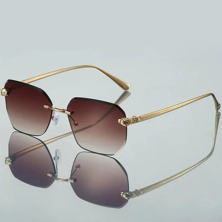 Lucas | Sunglasses Gradient Rimless UV400 Protection Gold Temples