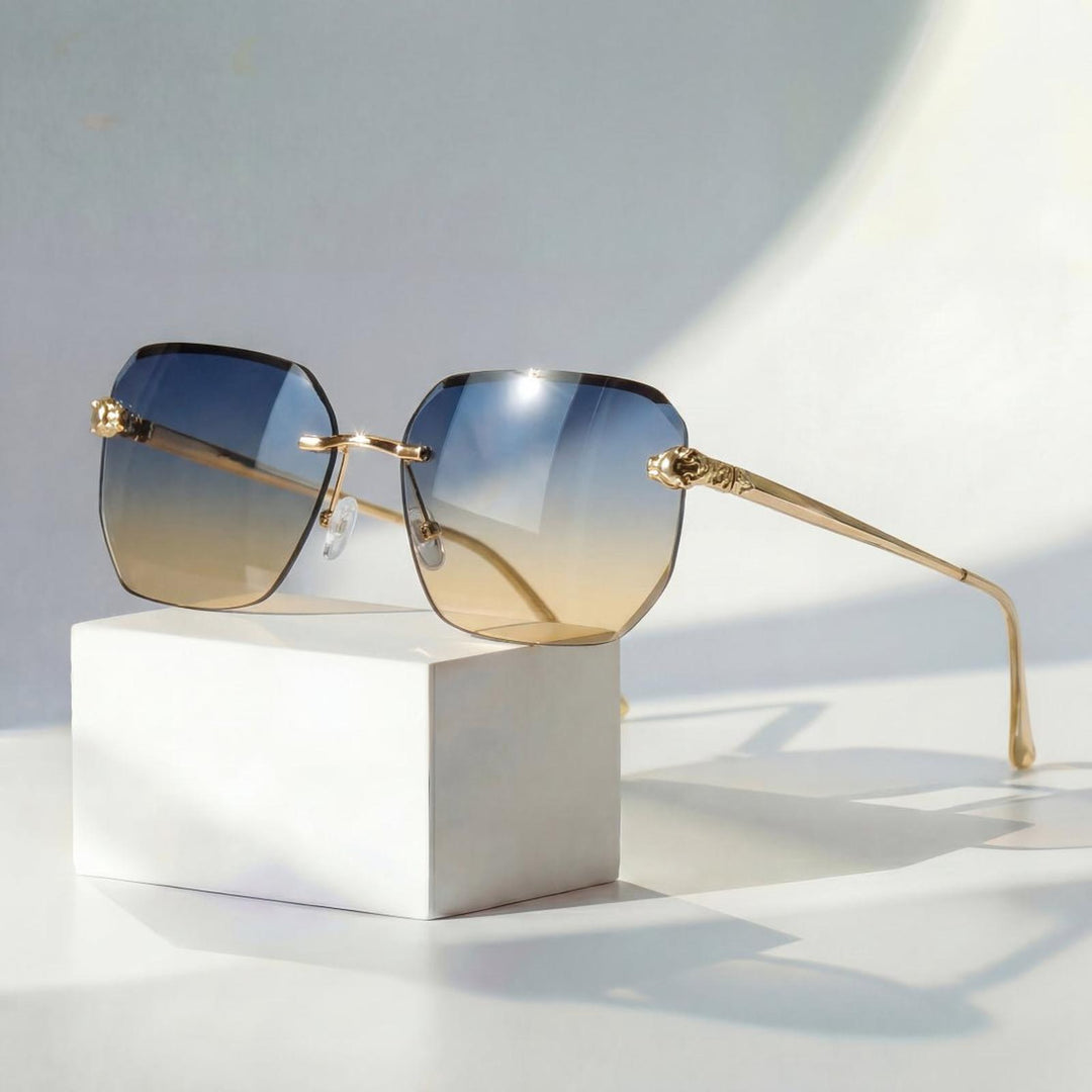 Lucas | Sunglasses Gradient Rimless UV400 Protection Gold Temples