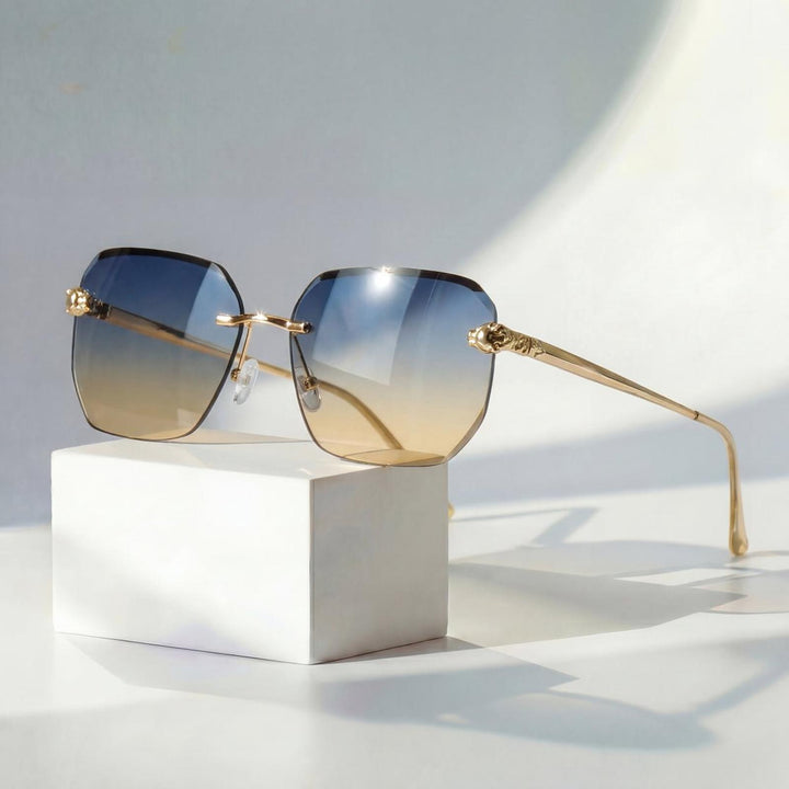 Lucas | Sunglasses Gradient Rimless UV400 Protection Gold Temples