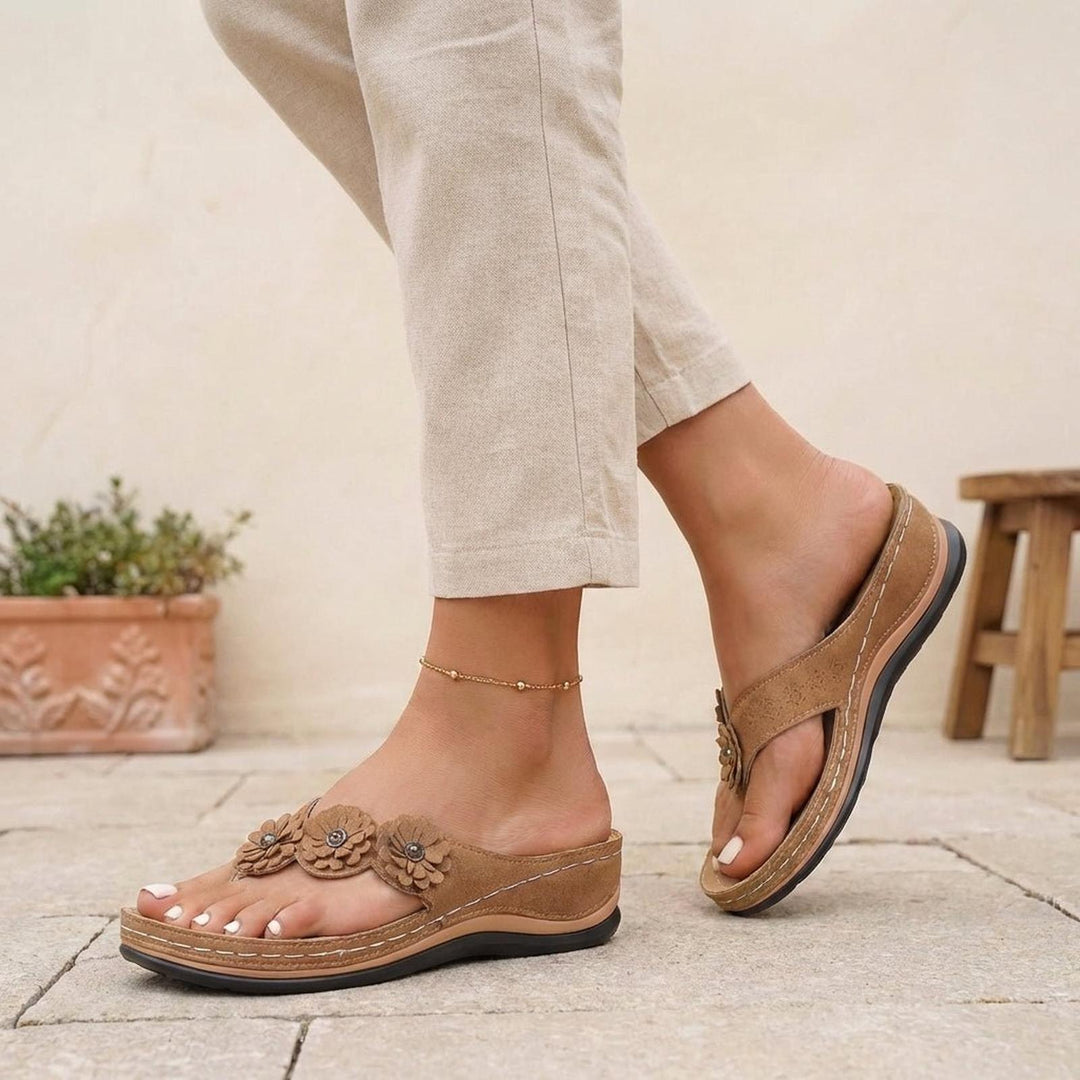 Luna | Orthopedic Wedge Flip-Flops Floral Open Toe Sandals
