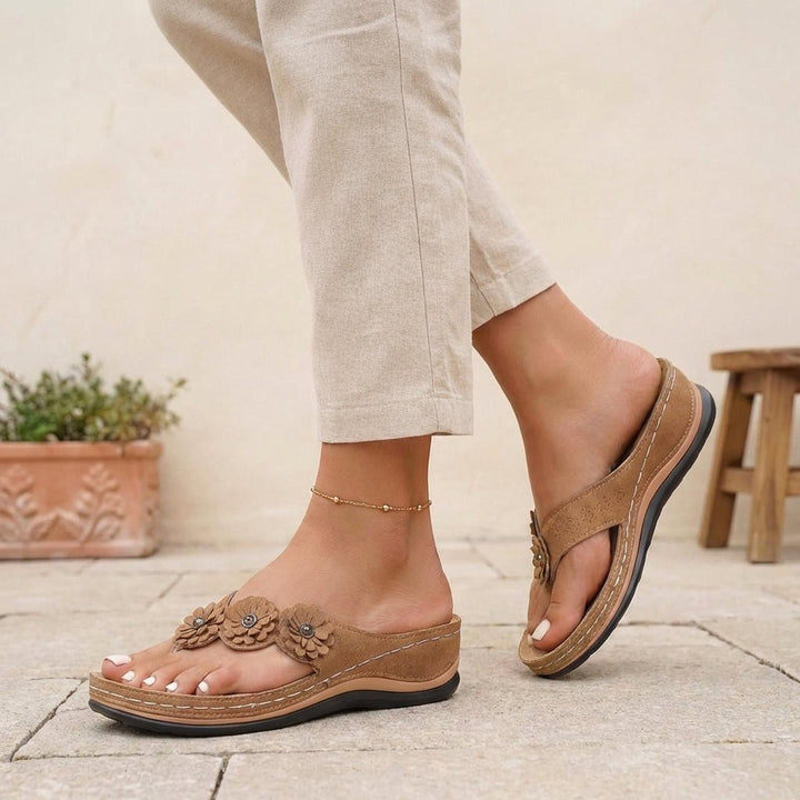 Luna | Orthopedic Wedge Flip-Flops Floral Open Toe Sandals