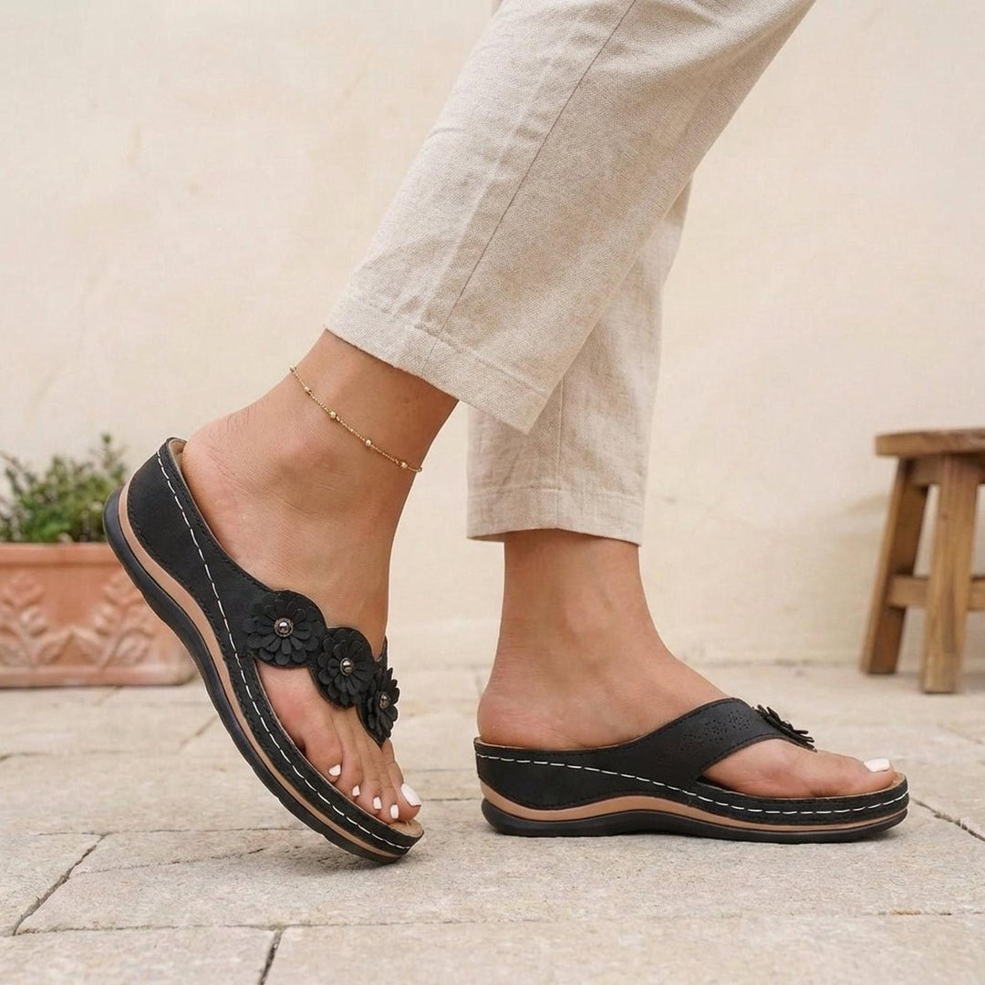 Luna | Orthopedic Wedge Flip-Flops Floral Open Toe Sandals