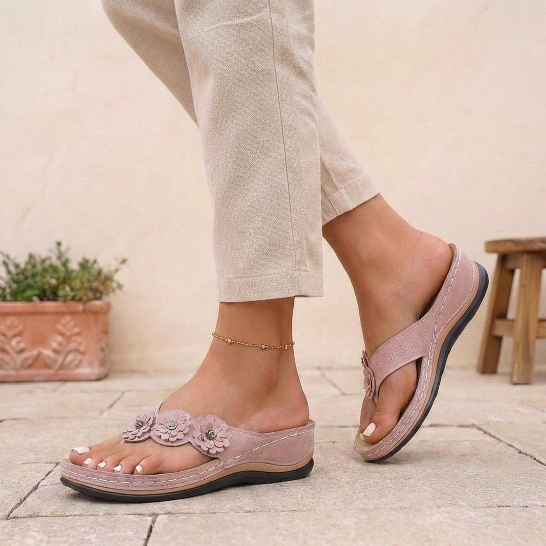Luna | Orthopedic Wedge Flip-Flops Floral Open Toe Sandals