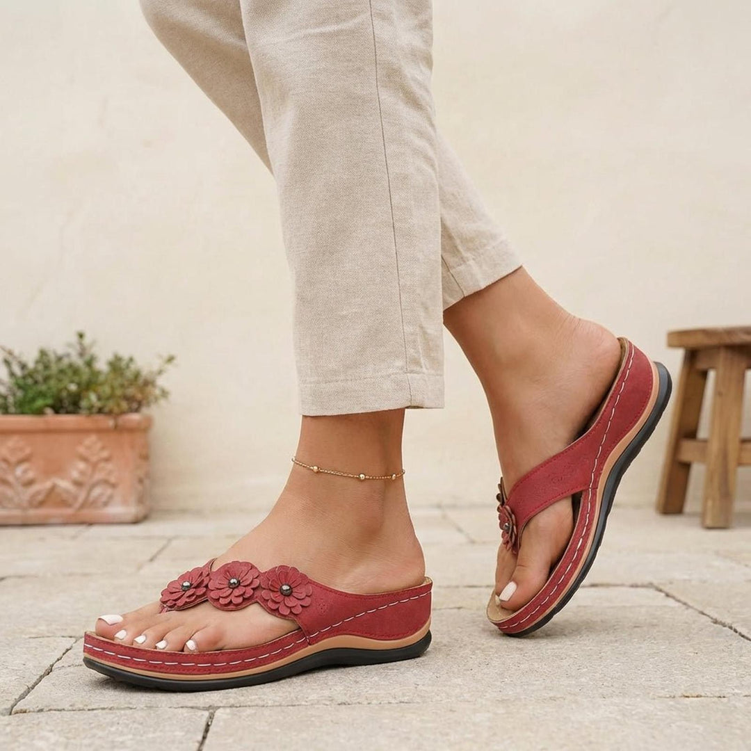Luna | Orthopedic Wedge Flip-Flops Floral Open Toe Sandals