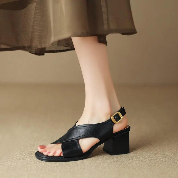 Madison | Fisherman Sandals Leather Crossover Straps Block Heel