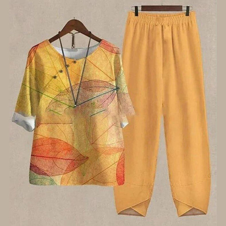 Madison | Linen Two Piece Set Wide Leg Pants Butterfly Print