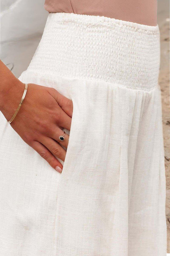 Madison | Linen Wide Leg Pants High Waisted Smocked Waist Flowy