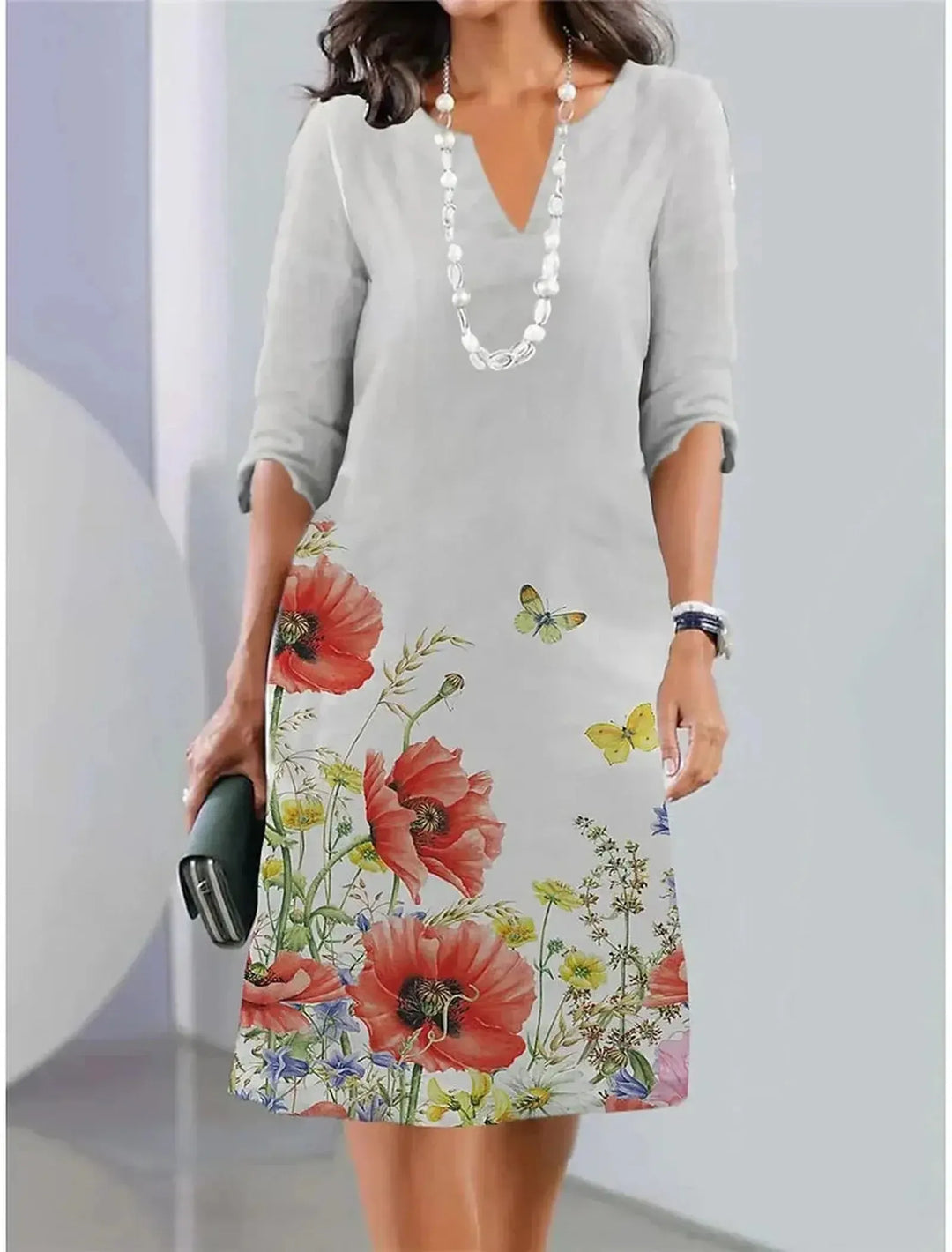 Margaret | Women's Summer Floral Midi Short Sleeve Dress