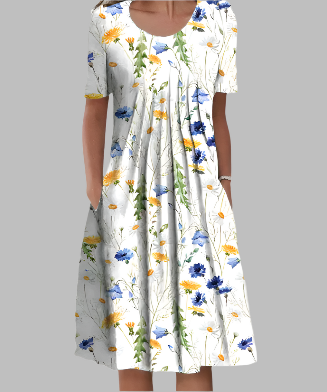 Maria | Women's Summer Printed Midi Short Sleeve Dress