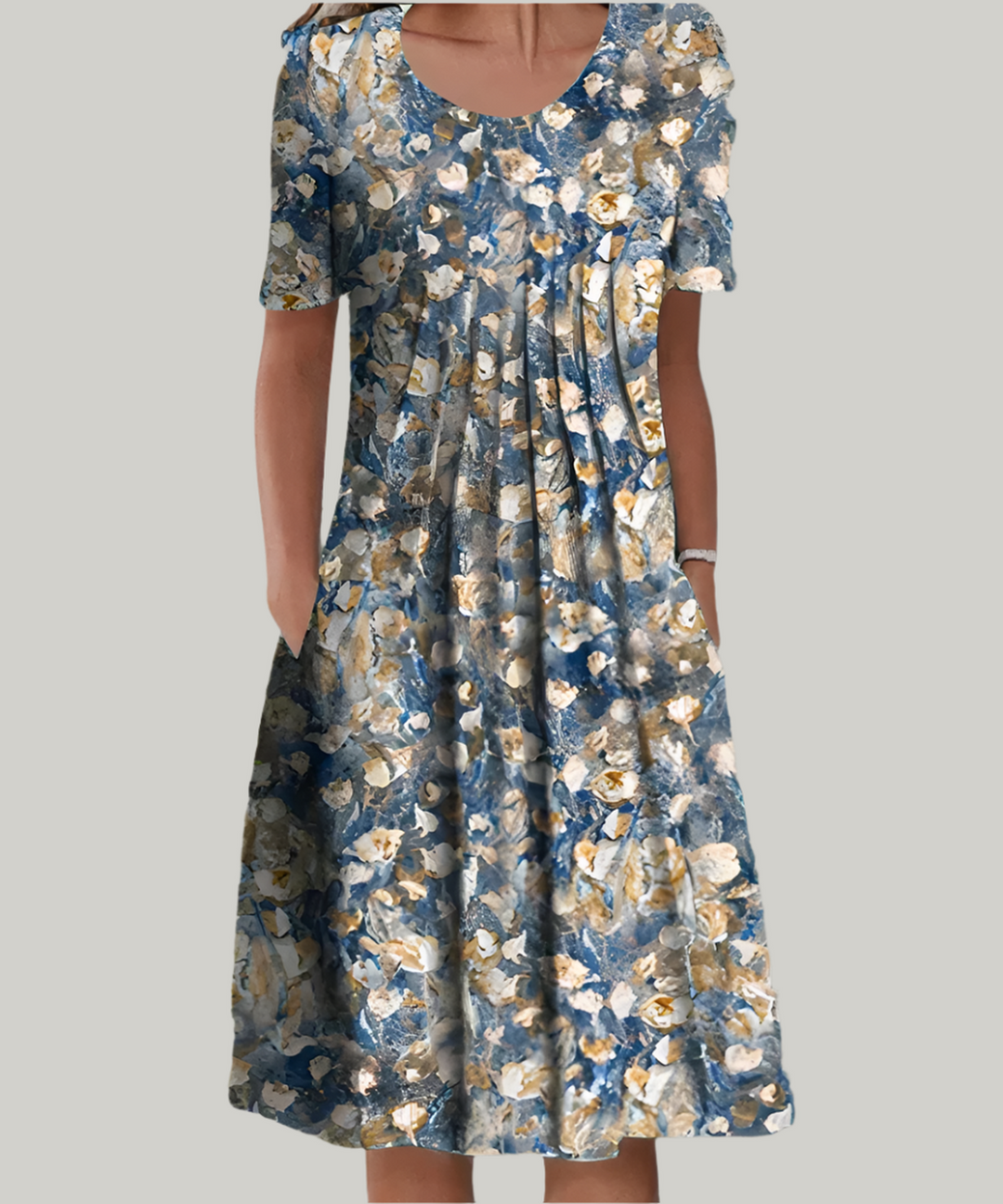 Maria | Women's Summer Printed Midi Short Sleeve Dress