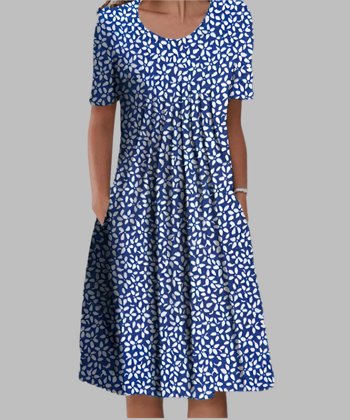 Maria | Women's Summer Printed Midi Short Sleeve Dress