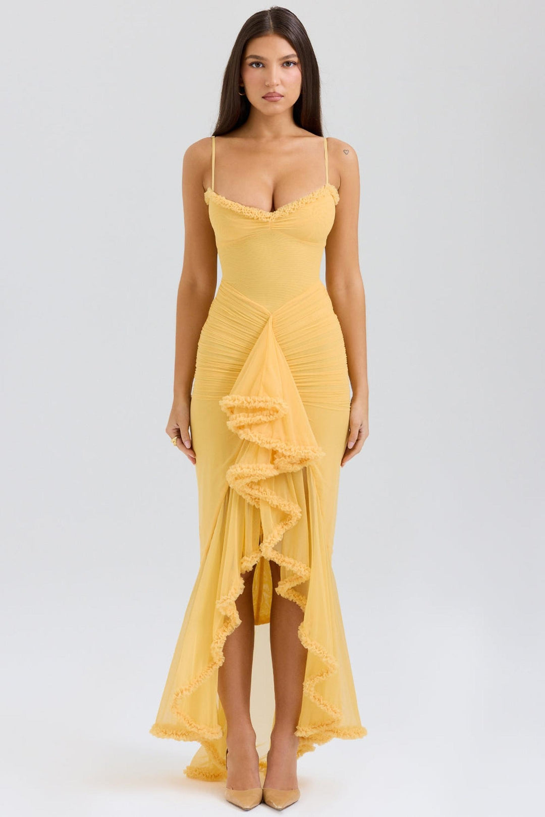 Marisse – Ruffled Mesh Maxi Dress