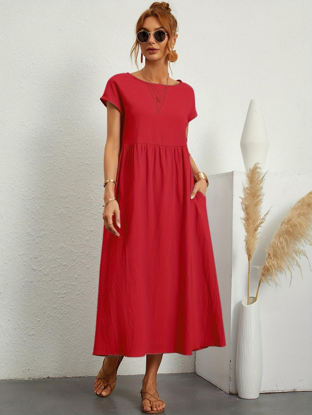 Maya | Women's Summer Casual Midi Pocket Dress