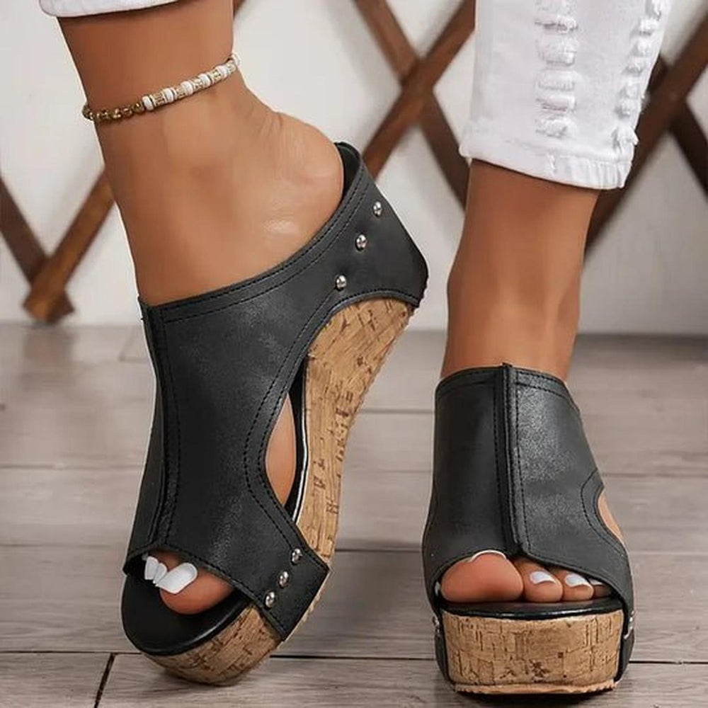 Mia | Orthopedic Sandals Wedge Platform Cork Sole Studded
