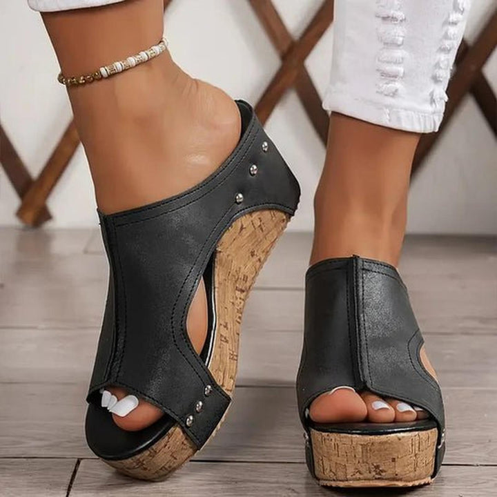 Mia | Orthopedic Sandals Wedge Platform Cork Sole Studded