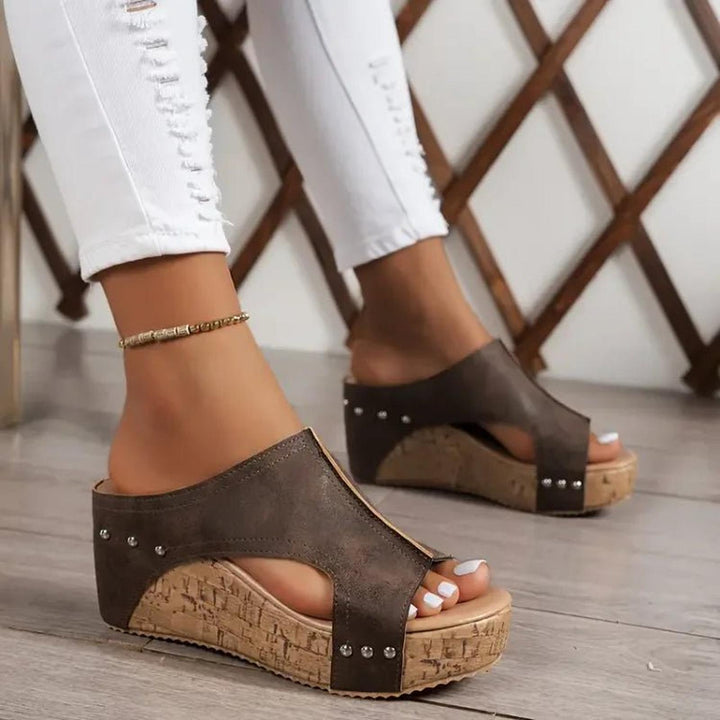 Mia | Orthopedic Sandals Wedge Platform Cork Sole Studded