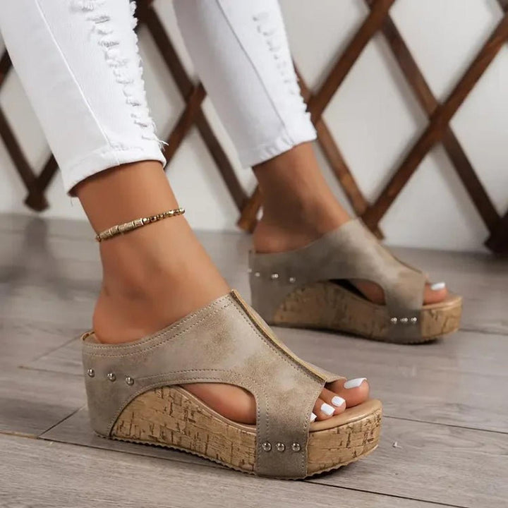 Mia | Orthopedic Sandals Wedge Platform Cork Sole Studded