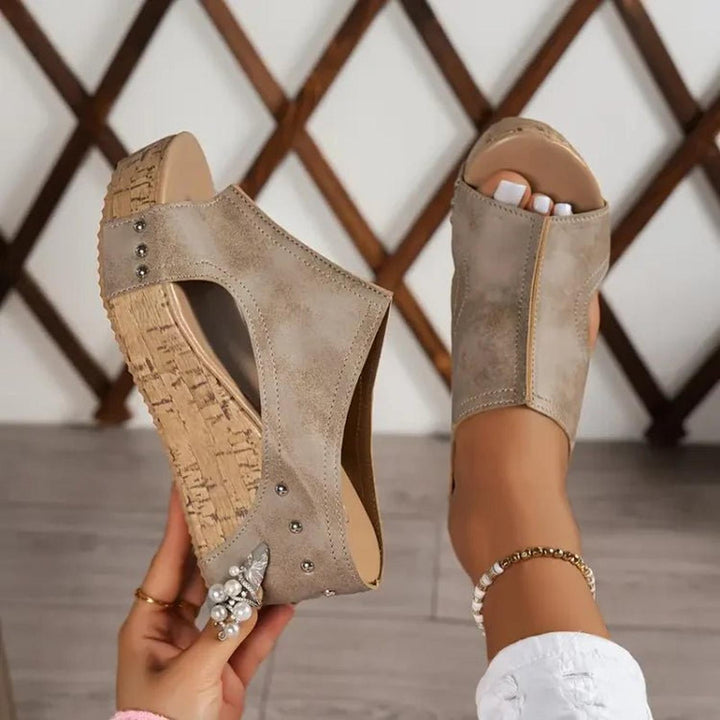 Mia | Orthopedic Sandals Wedge Platform Cork Sole Studded
