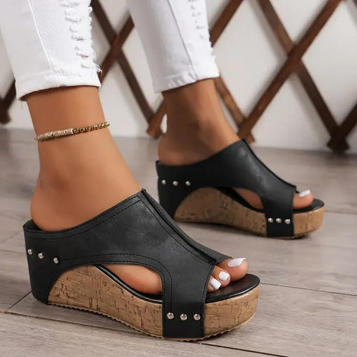 Mia | Orthopedic Sandals Wedge Platform Cork Sole Studded