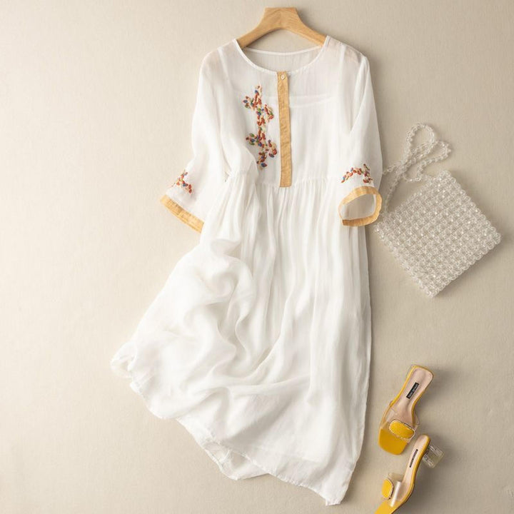 Mia | Women's Embroidered Midi Summer Dress