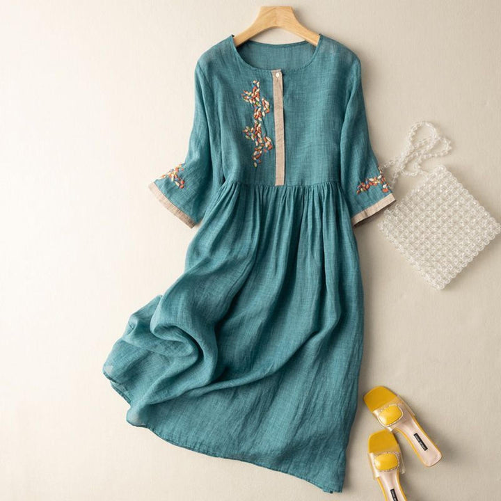 Mia | Women's Embroidered Midi Summer Dress