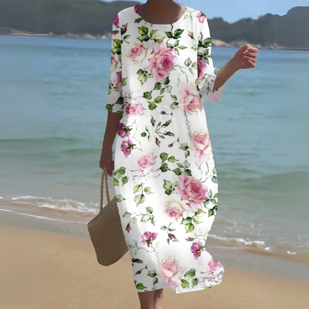 Mia | Women's Summer Floral Midi Beach Casual Dress