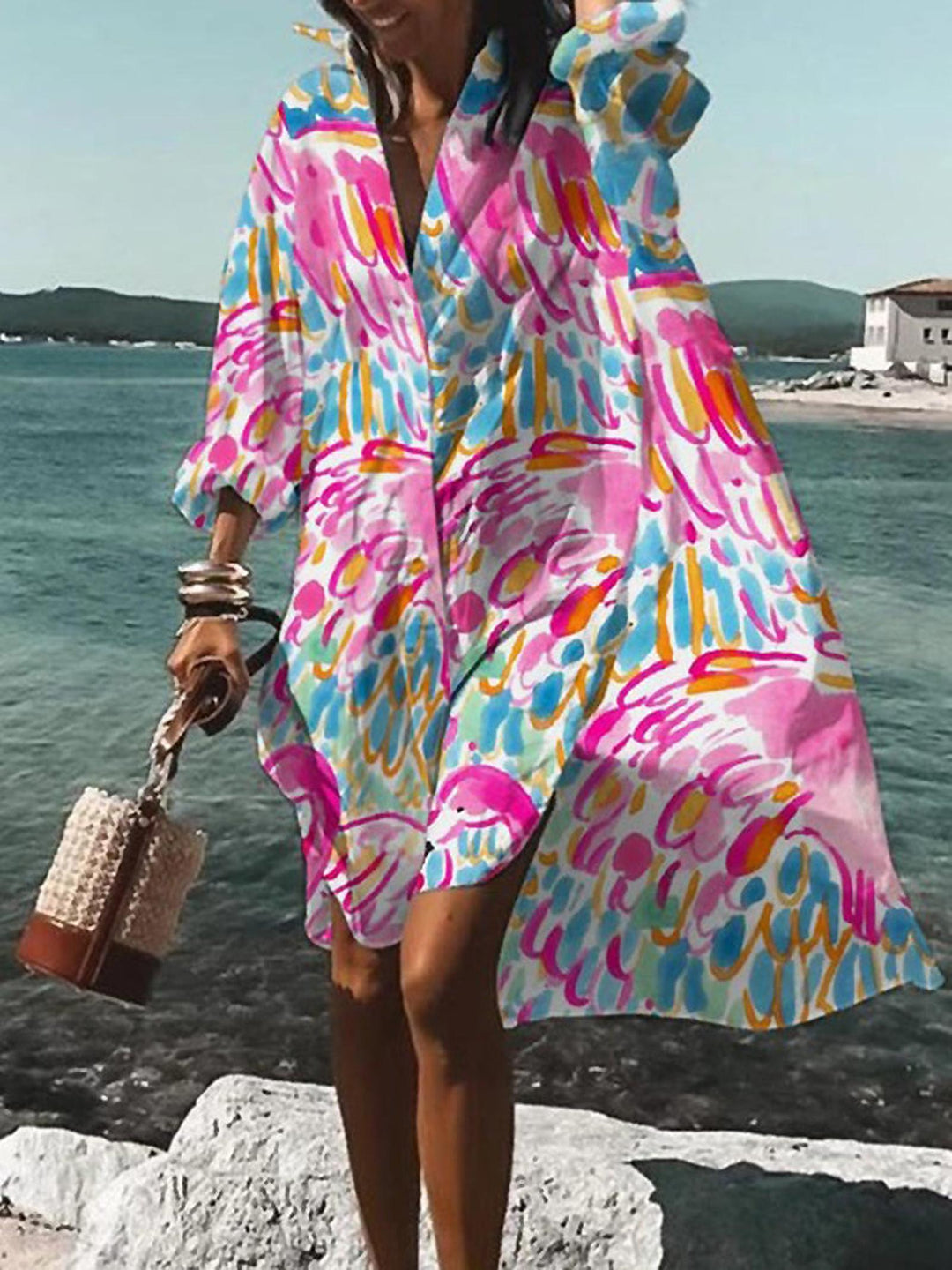 Natalie | Women's Bold Floral Loose Mini Summer Dress