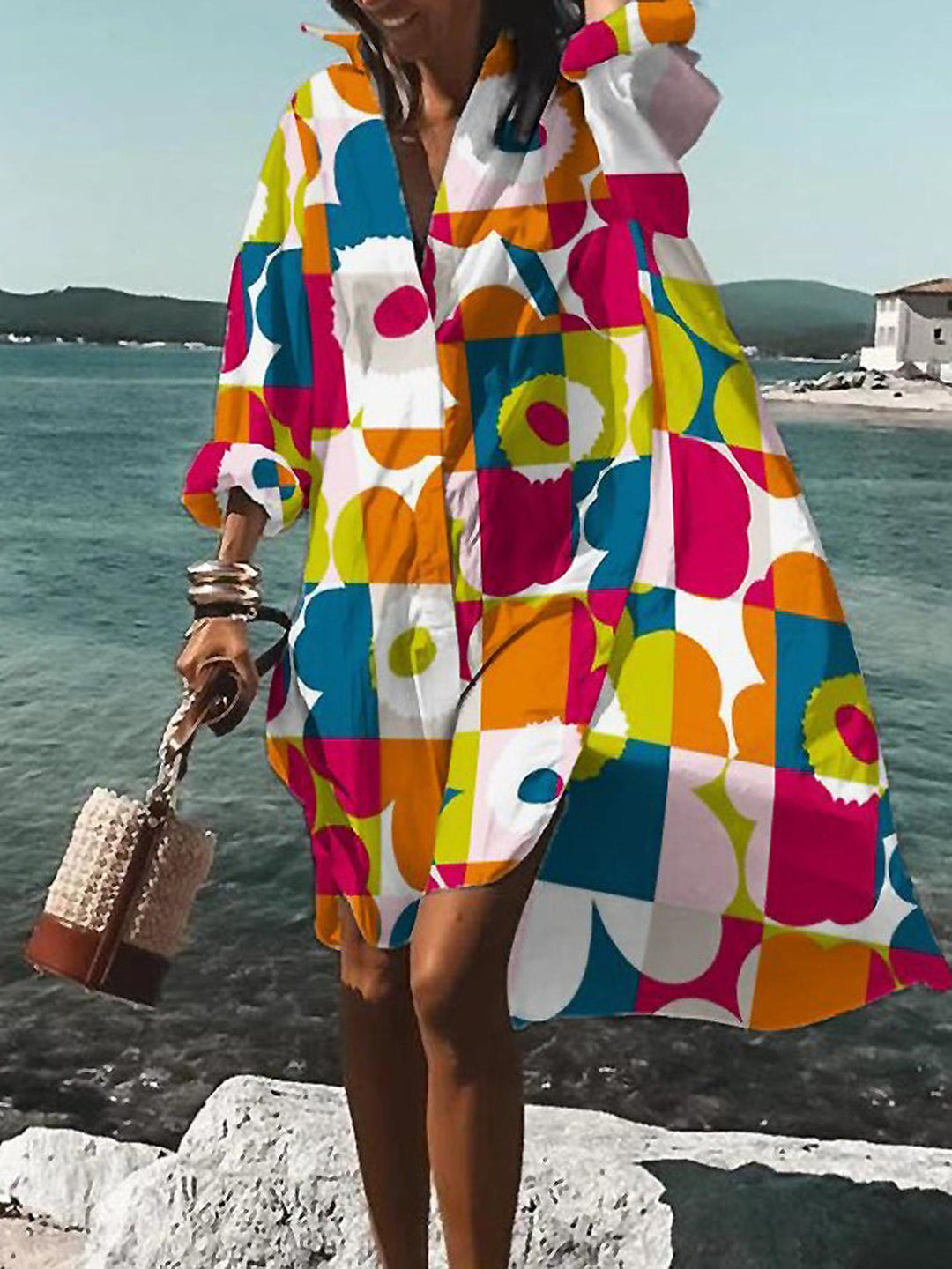 Natalie | Women's Bold Floral Loose Mini Summer Dress