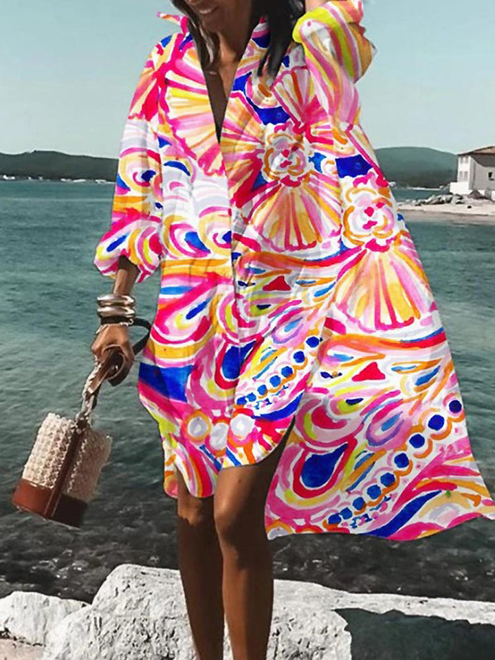 Natalie | Women's Bold Floral Loose Mini Summer Dress