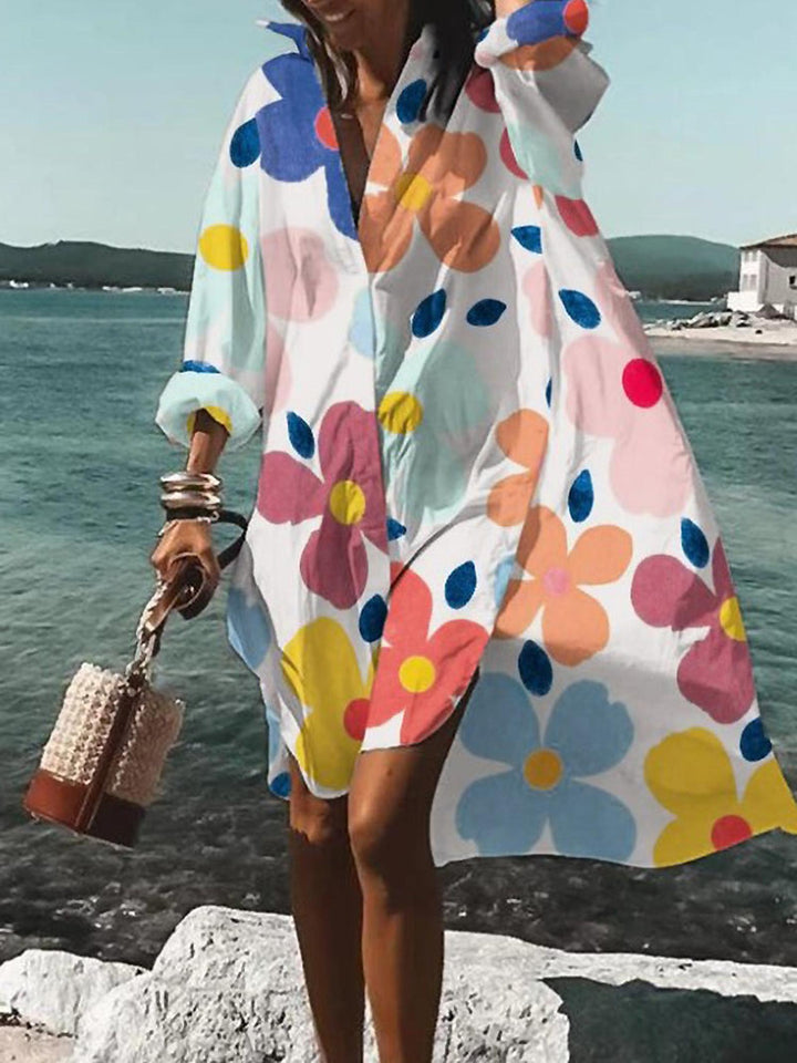 Natalie | Women's Bold Floral Loose Mini Summer Dress