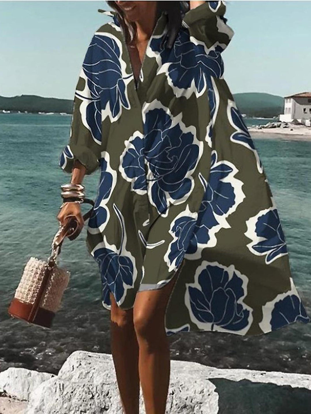 Natalie | Women's Bold Floral Loose Mini Summer Dress
