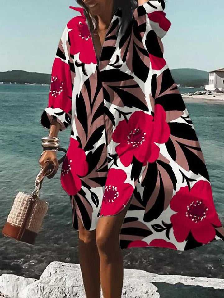 Natalie | Women's Bold Floral Loose Mini Summer Dress