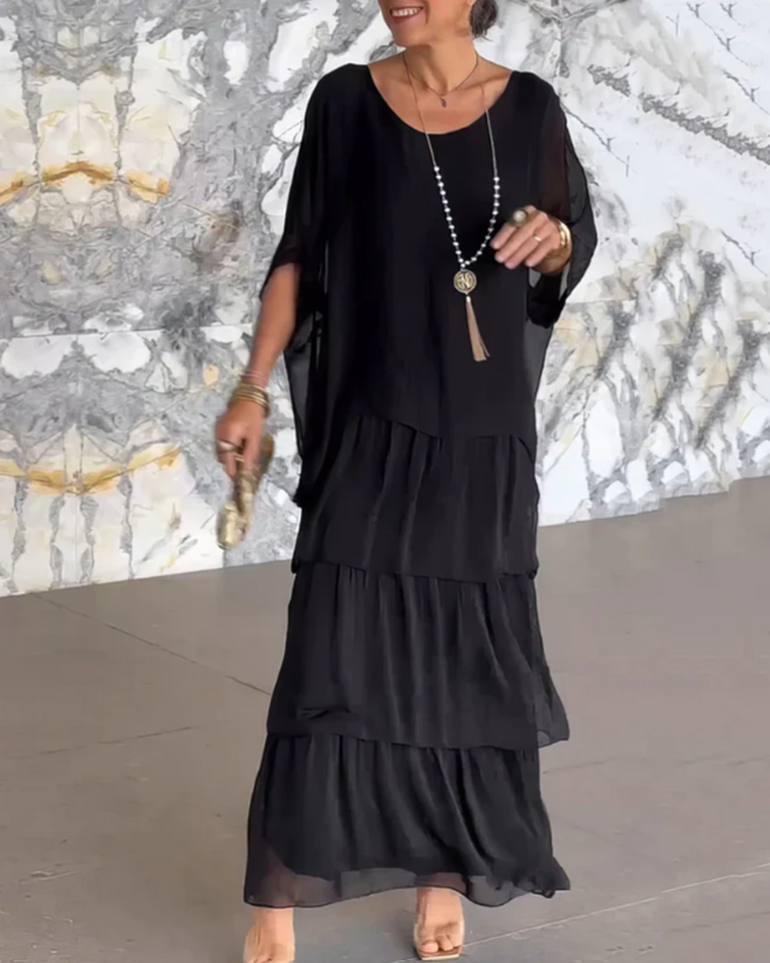 Natalie | Women's Summer Layered Maxi Printed Loose Dress