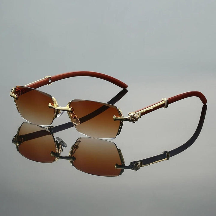 Nathan | Sunglasses Rimless Gold Temple UV400 Gradient Lenses