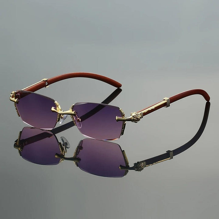 Nathan | Sunglasses Rimless Gold Temple UV400 Gradient Lenses