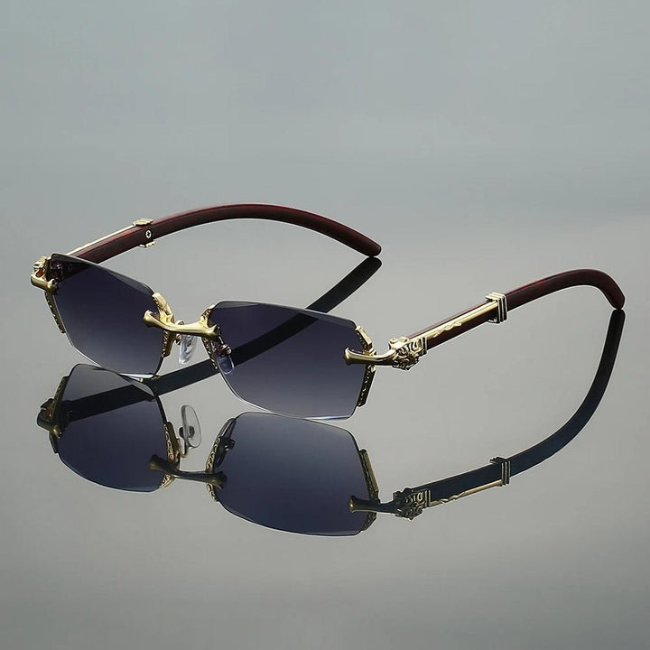 Nathan | Sunglasses Rimless Gold Temple UV400 Gradient Lenses