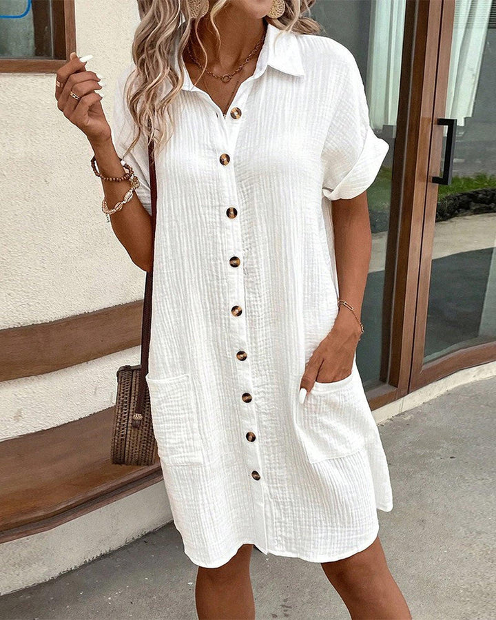 Nicole | Women's Summer Button Front Mini Shirt Dress