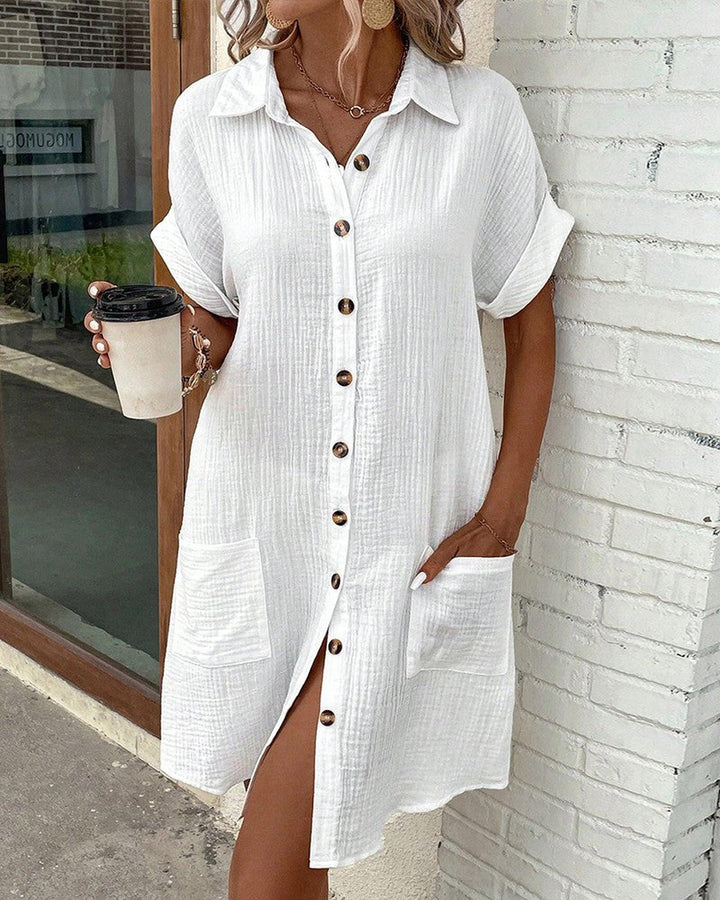 Nicole | Women's Summer Button Front Mini Shirt Dress