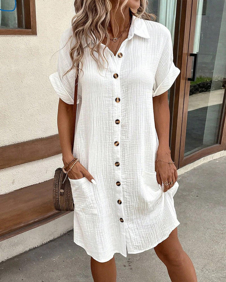 Nicole | Women's Summer Button Front Mini Shirt Dress