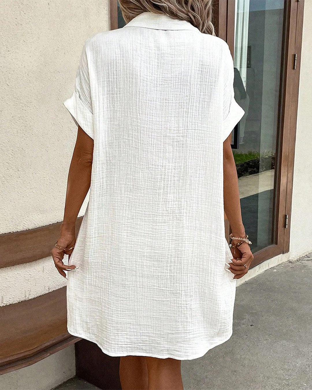 Nicole | Women's Summer Button Front Mini Shirt Dress