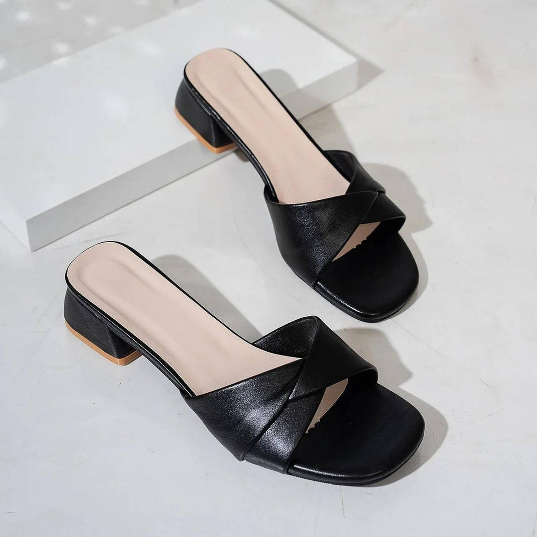 Olivia | Cross-Strap Sandals Block Heel Slide Open Toe Summer