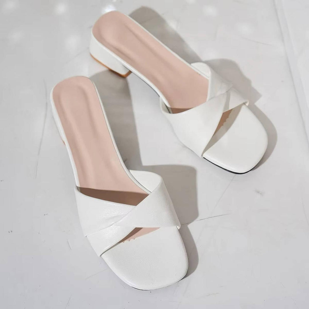 Olivia | Cross-Strap Sandals Block Heel Slide Open Toe Summer